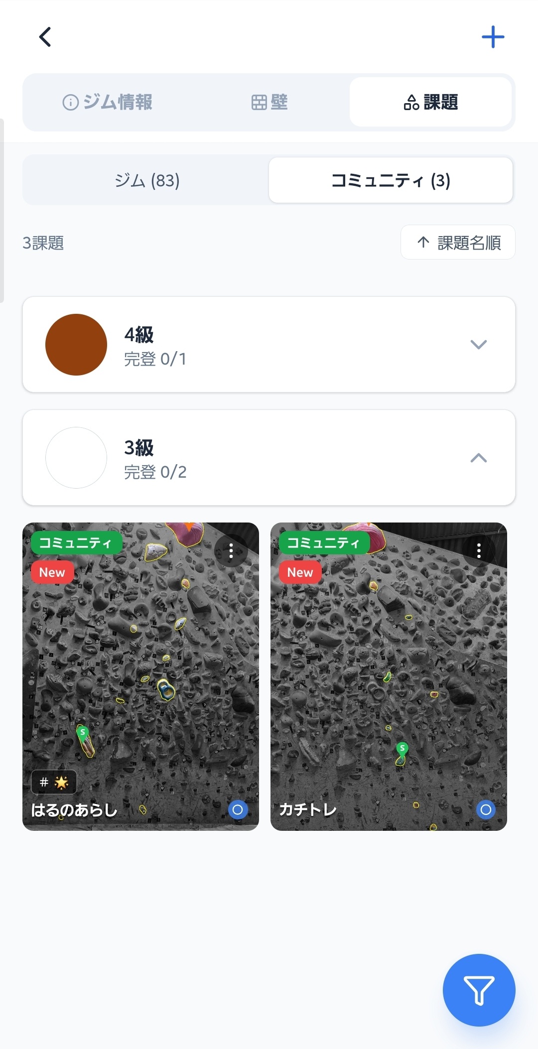 コミュニティ課題一覧画面